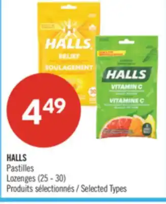 Pharmaprix HALLS Lozenges offer