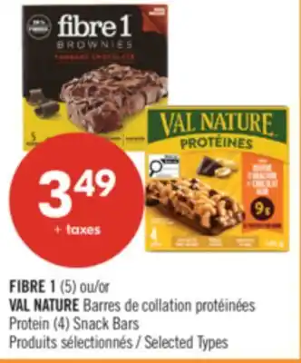 Pharmaprix FIBRE 1 (5) or VAL NATURE Protein (4) Snack Bars offer