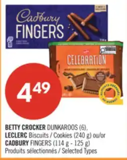 Pharmaprix BETTY CROCKER DUNKAROOS (6), LECLERC Cookies (240 g) or CADBURY FINGERS (114 g - 125 g) offer