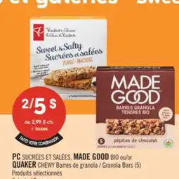 Pharmaprix PC SUCRÉES ET SALÉES, MADE GOOD BIO or QUAKER CHEWY Granola Bars offer