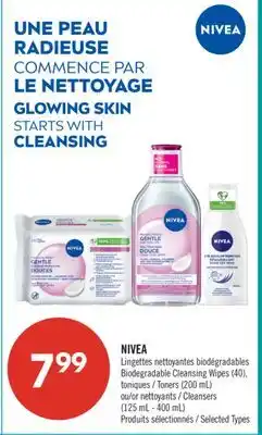 Pharmaprix Nivea Biodegradable Cleansing Wipes (40), Toners (200 mL) or Cleansers (125 mL – 400 mL) offer