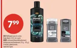 Pharmaprix Axe Body Wash (532 mL) or Dove Antiperspirant/Deodorant (76 g – 85 g) offer