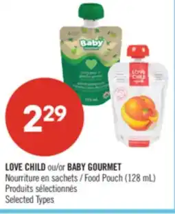 Pharmaprix LOVE CHILD or BABY GOURMET Food Pouch offer