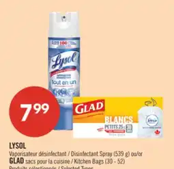 Pharmaprix LYSOL Disinfectant Spray (539 g) or GLAD Kitchen Bags (30 - 52) offer