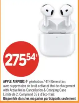 Pharmaprix APPLES AIRPODS 4TH GENERATION with active Noise Cancellation & charging Case offer