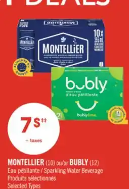 Pharmaprix MONTELLIER (10) or BUBLY (12) Sparkling Water Beverage offer