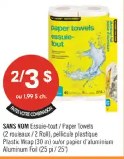 Pharmaprix NO NAME Paper Towels (2 Roll), Plastic Wrap (30 m) or Aluminum Foil (25 ') offer