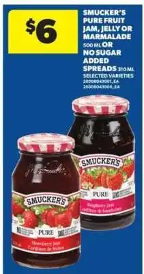 Real Canadian Superstore Smucker's Pure Fruit Jam, Jelly or Marmalade offer