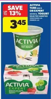 Real Canadian Superstore ACTIVIA TUBS 650G OR EXPERT 4X100G, YOGURT offer