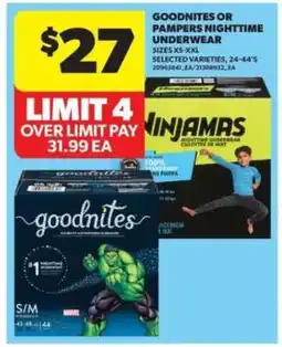 Real Canadian Superstore Goodnites or Pampers Nighttime Underwear offer