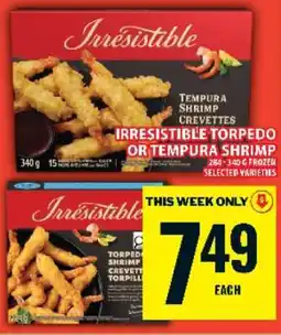 Food Basics Irresistible Torpedo or Tempura Shrimp offer