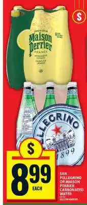 Food Basics San Pellegrino or Maison Perrier Carbonated Water offer