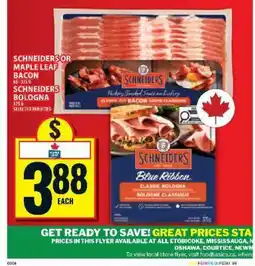 Food Basics Schneiders or Maple Leaf Bacon / Schneiders Bologna offer