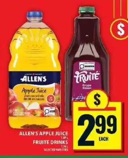 Food Basics ALLEN'S APPLE JUICE, FRUITE DRINKS offer