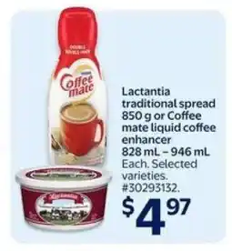 Walmart Lactantia traditional spread or Coffee mate liquid coffee enhancer offer
