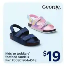 Walmart Kids' or toddlers' footbed sandals offer