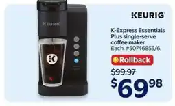 Walmart Keurig K-Express Essentials Plus single-serve coffee maker offer