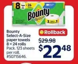 Walmart Bounty Select-A-Size Paper Towels offer