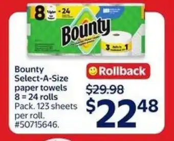 Walmart Bounty Select-A-Size Paper Towels offer