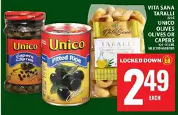 Food Basics Vita Sana Taralli / Unico Olives or Capers offer