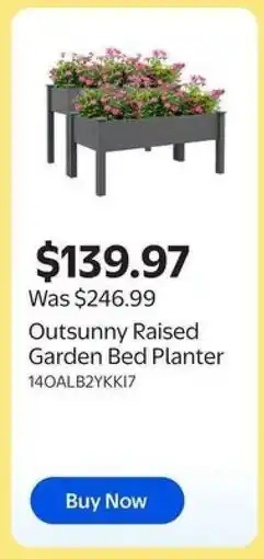 Walmart Outsunny Raised Garden Bed Planter offer