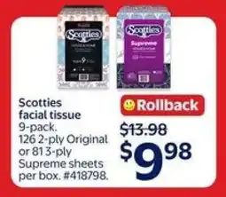 Walmart Scotties facial tissue 9-pack offer