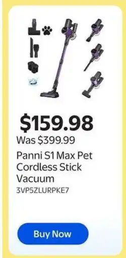 Walmart Panni S1 Max Pet Cordless Stick Vacuum offer