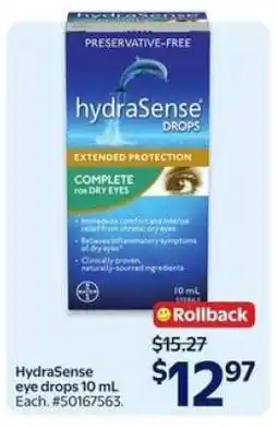 Walmart HydraSense eye drops 10 mL offer