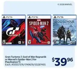 Walmart Gran Turismo 7, God of War Ragnarök, Marvel's Spider-Man 2 offer