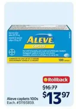 Walmart Aleve caplets 100s offer