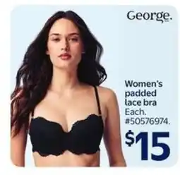Walmart Women's padded lace bra offer
