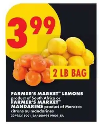 No Frills FARMER'S MARKET LEMONS or MANDARINS offer