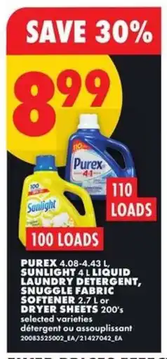 No Frills Purex, Sunlight, Snuggle offer