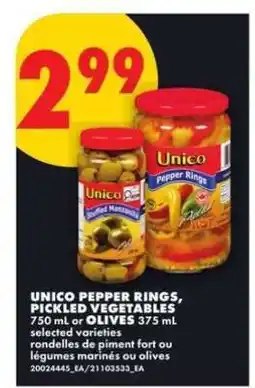 No Frills UNICO PEPPER RINGS, PICKLED VEGETABLES or OLIVES offer