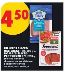 No Frills Piller's Sliced Deli Meat or Roma's Sliced Pepperoni offer