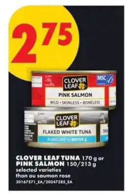 No Frills CLOVER LEAF TUNA or PINK SALMON offer