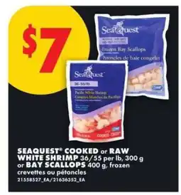 No Frills SEAQUEST COOKED or RAW WHITE SHRIMP or BAY SCALLOPS offer