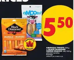 No Frills AMOOZA! TWISTS or BLACK DIAMOND CHEESE SNACKS offer