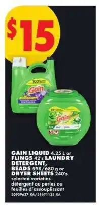 No Frills Gain Liquid, Flings, Beads, or Dryer Sheets offer