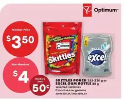 No Frills Skittles Pouch or Excel Gum Bottle offer
