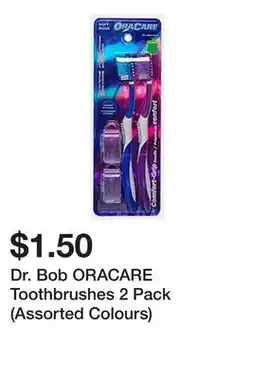 Dollarama Dr. Bob ORACARE Toothbrushes 2 Pack (Assorted Colours) offer