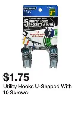 Dollarama Utility Hooks U-Shaped With 10 Screws offer