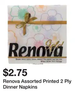 Dollarama Renova Assorted Printed 2 Ply Dinner Napkins offer