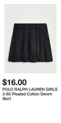 Holt Renfrew POLO RALPH LAUREN GIRLS 2-6X Pleated Cotton Denim Skirt offer