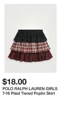 Holt Renfrew POLO RALPH LAUREN GIRLS 7-16 Plaid Tiered Poplin Skirt offer