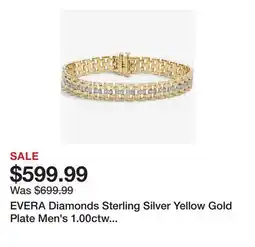 TSC Stores EVERA Diamonds Sterling Silver Yellow Gold Plate Men's 1.00ctw Diamond Bracelet offer
