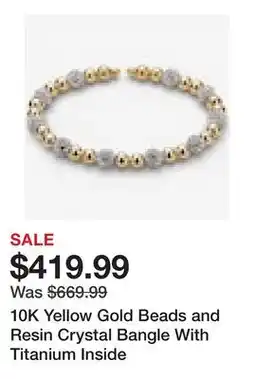TSC Stores 10K Yellow Gold Beads and Resin Crystal Bangle With Titanium Inside offer