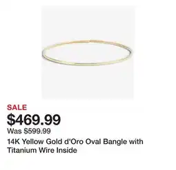 TSC Stores 14K Yellow Gold d'Oro Oval Bangle with Titanium Wire Inside offer