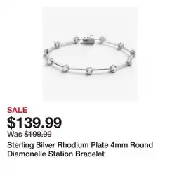 TSC Stores Sterling Silver Rhodium Plate 4mm Round Diamonelle Station Bracelet offer