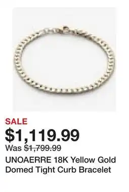 TSC Stores UNOAERRE 18K Yellow Gold Domed Tight Curb Bracelet offer